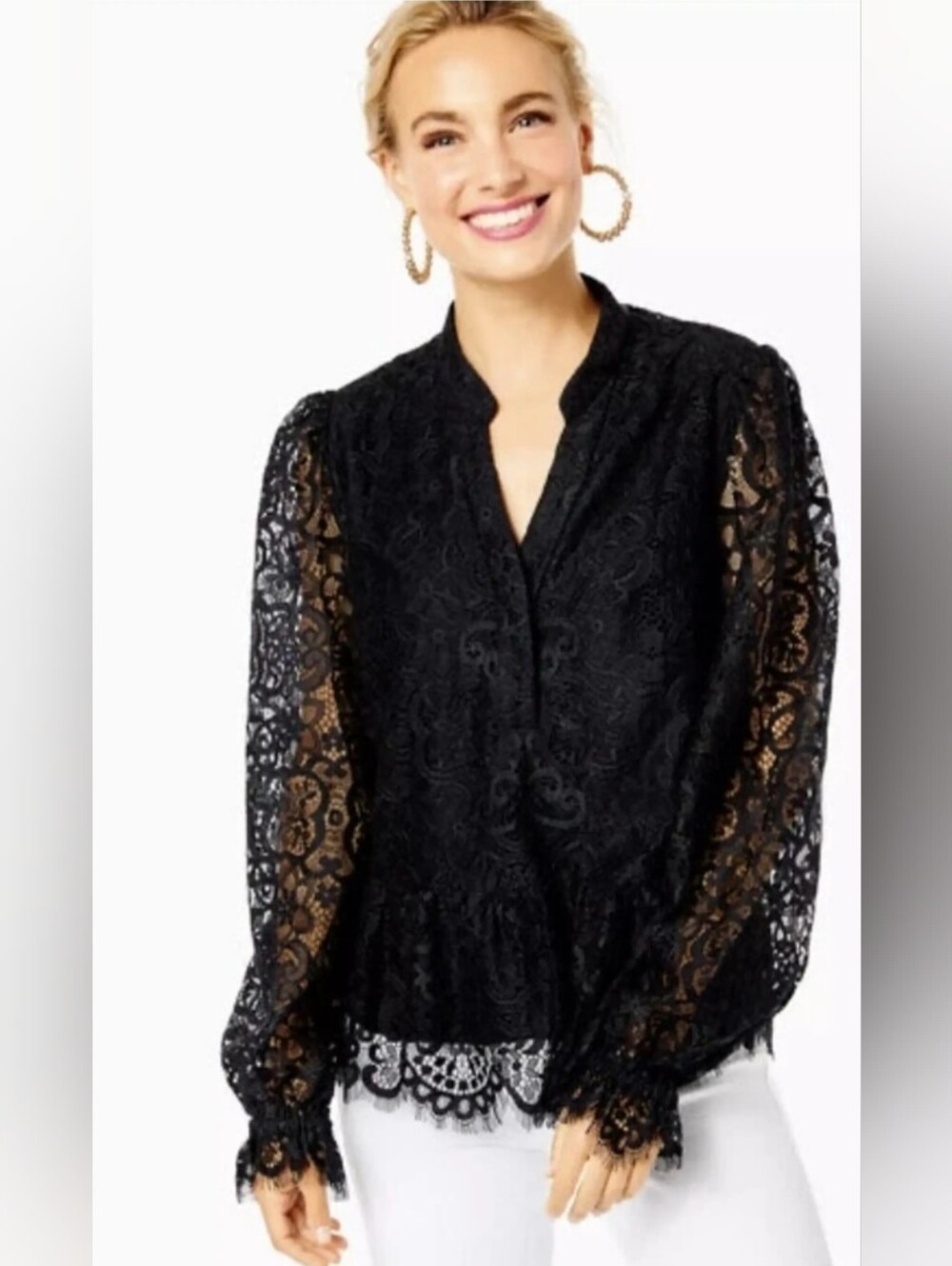 NWT Lilly Pulitzer Jacelynne Lace Peplum Blouse